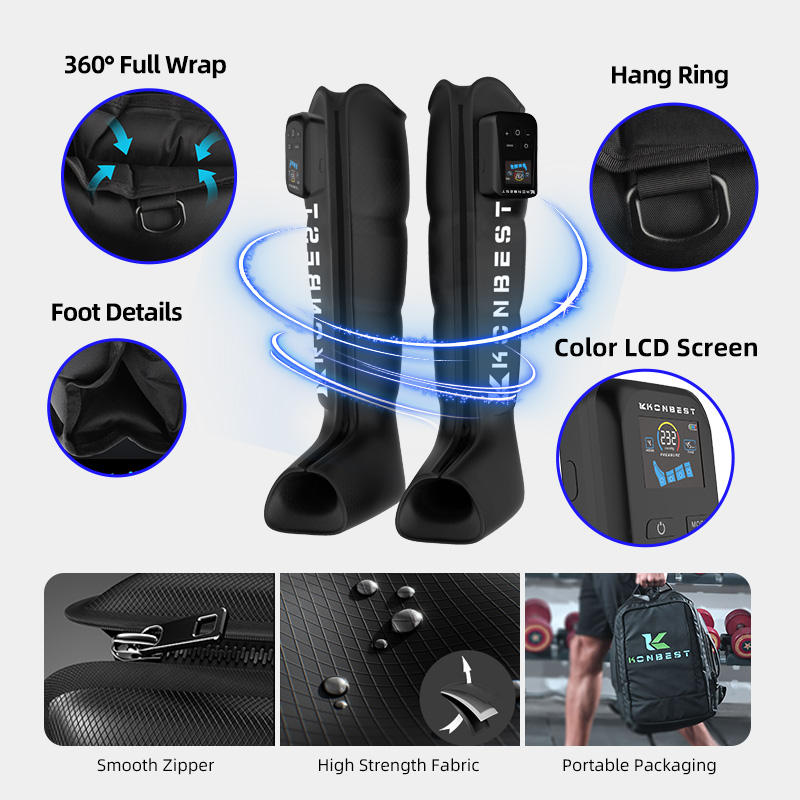 4-Chamber Air Compression Therapy Recovery Boots, Lymphatic Drainage Leg Massager, DVT Deep Vein Thrombosis Pump